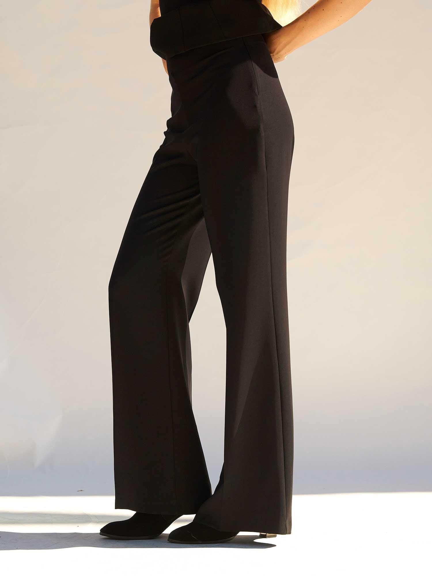 Black Peplum Top and Wide-Leg Trousers Two-Piece Set - Lefon - by Peralane - photo 9