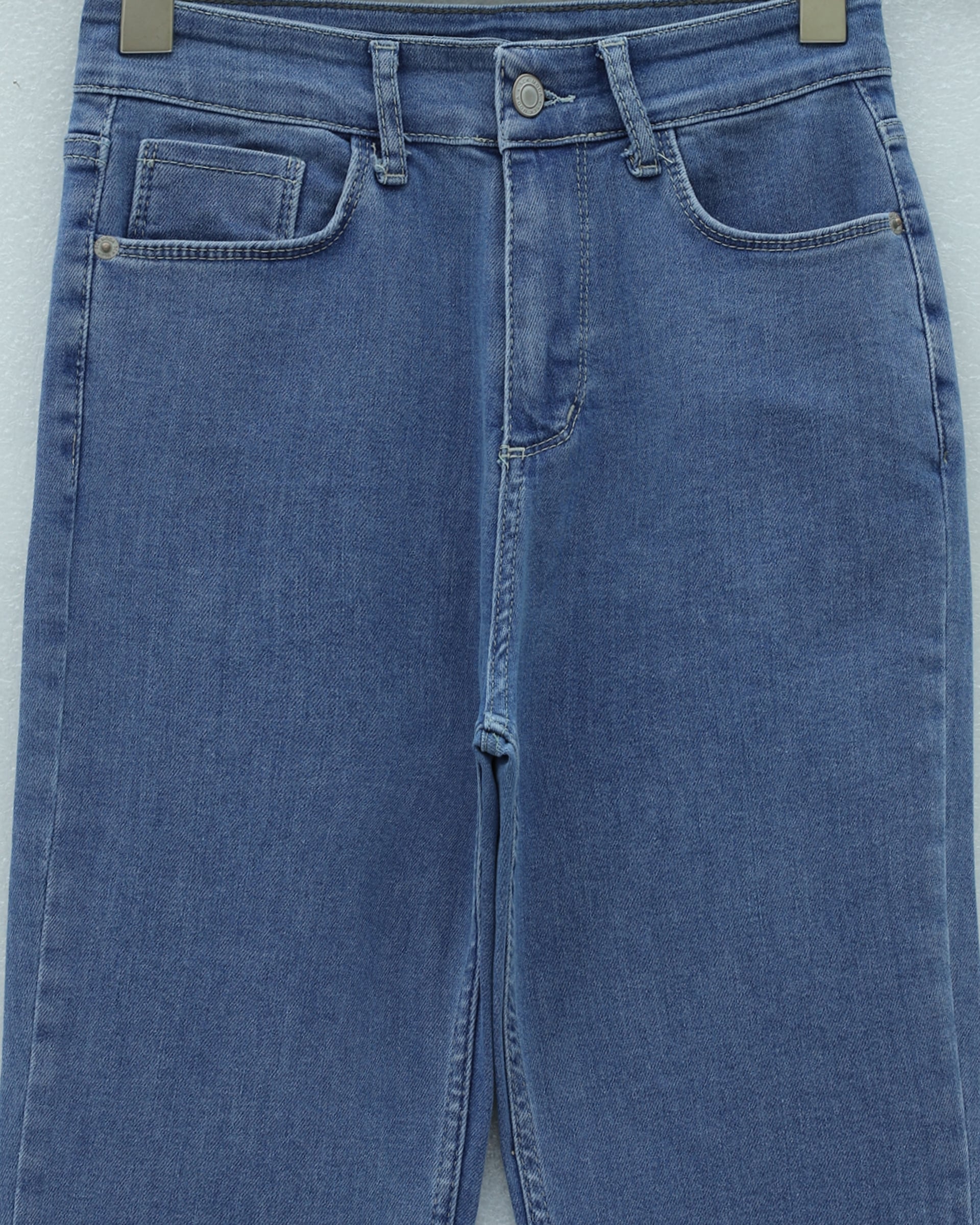 Blue Flared Leg Jeans with Pockets and Drawstring Waist - Podyumplus - by Peralane - photo 7