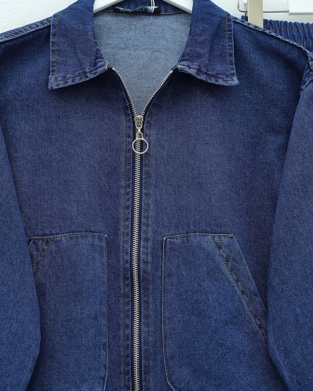 Zip-Up Denim Jacket and Skirt Set - Indigo - Podyumplus - by Peralane - photo 9