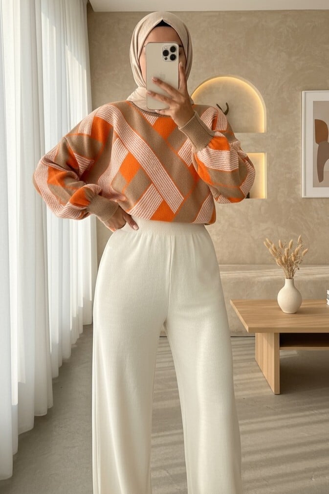 Women's Lounge Knit Wide-Leg Trousers - Stone - Podyumplus - by Peralane - photo 2
