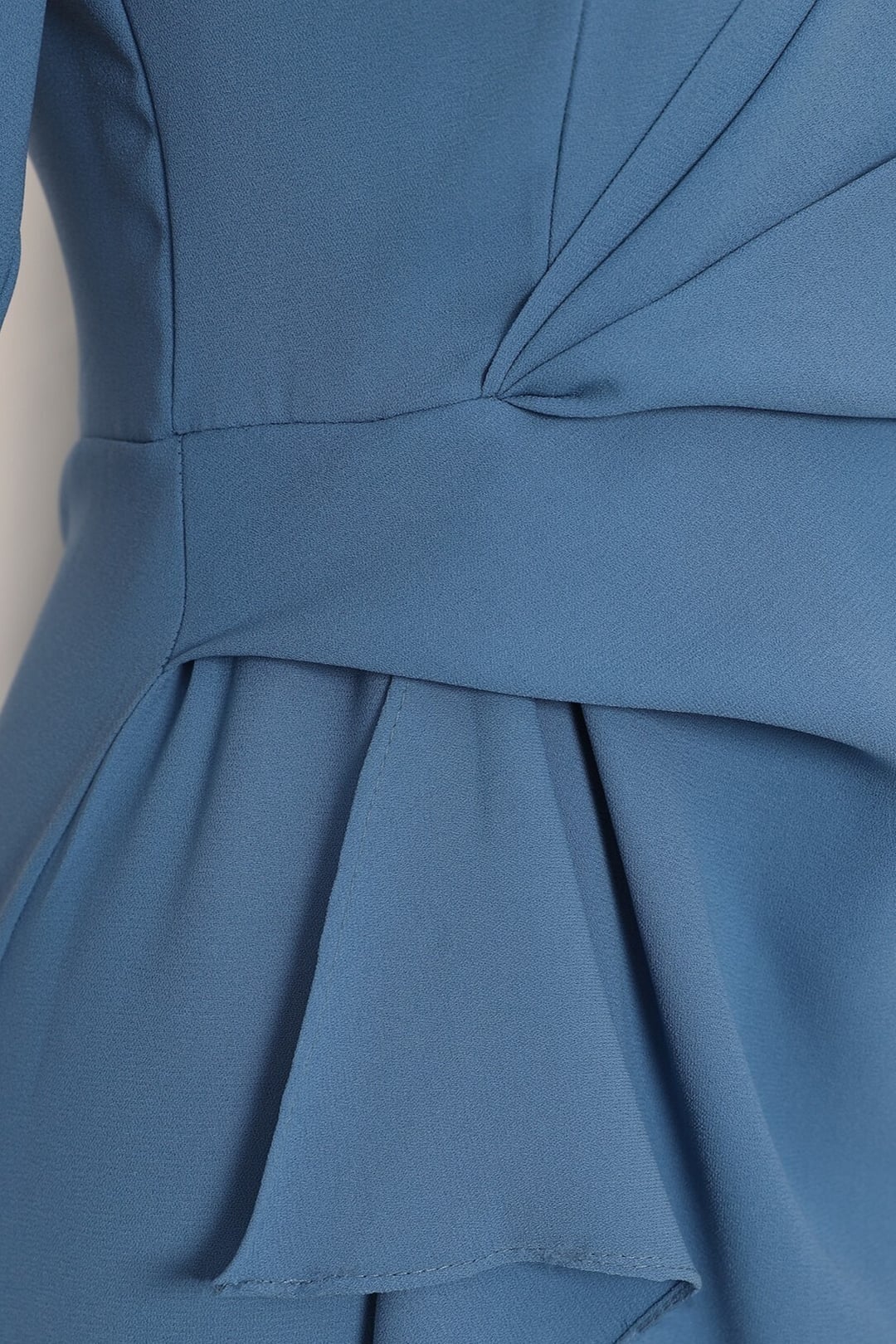 Wrap-Style Draped Long Dress with Asymmetric Hem - Blue - Podyumplus - by Peralane - photo 6