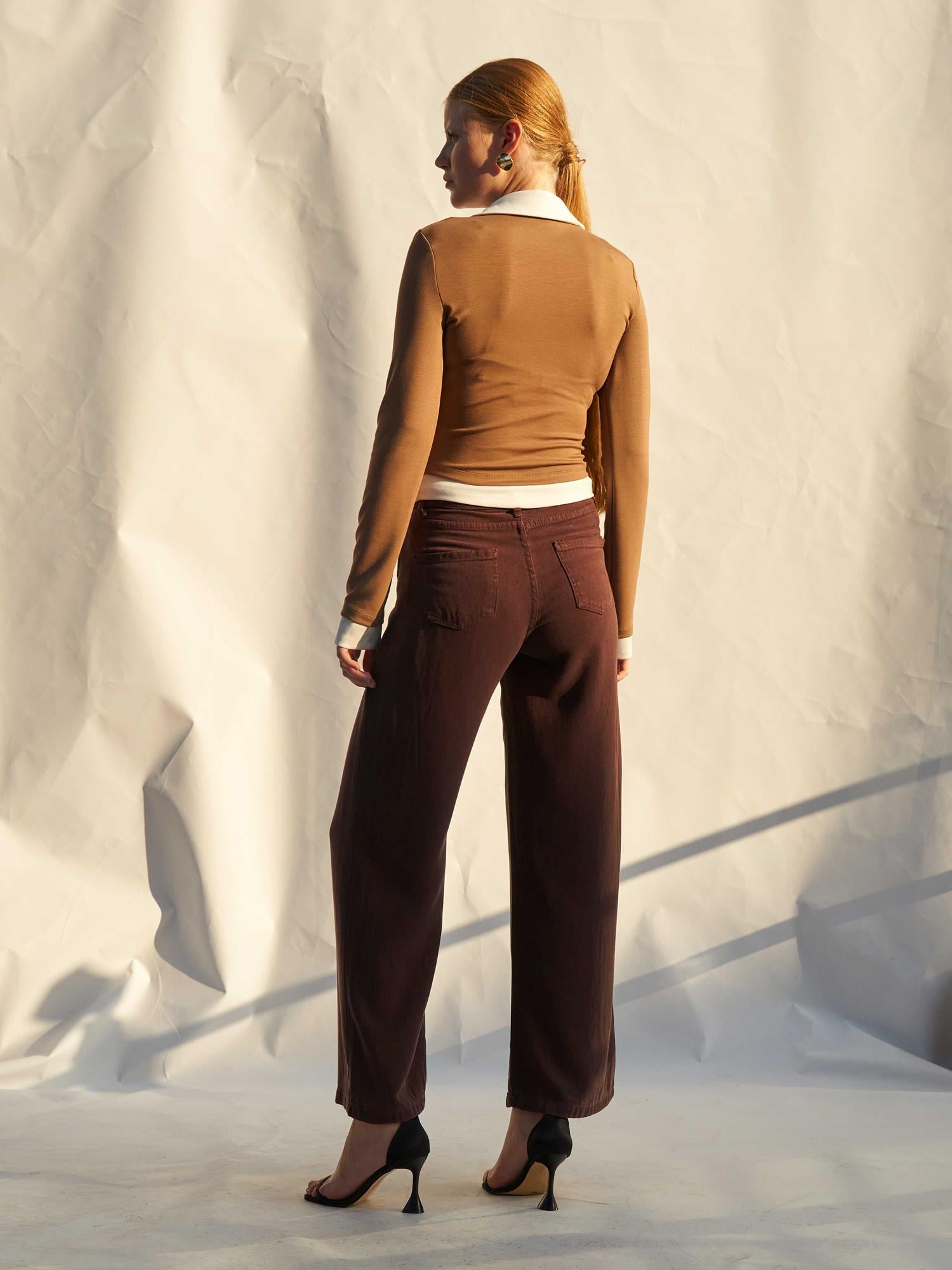 Long-Sleeved Contrast Knit Blouse with Collar - Lefon - by Peralane - photo 3