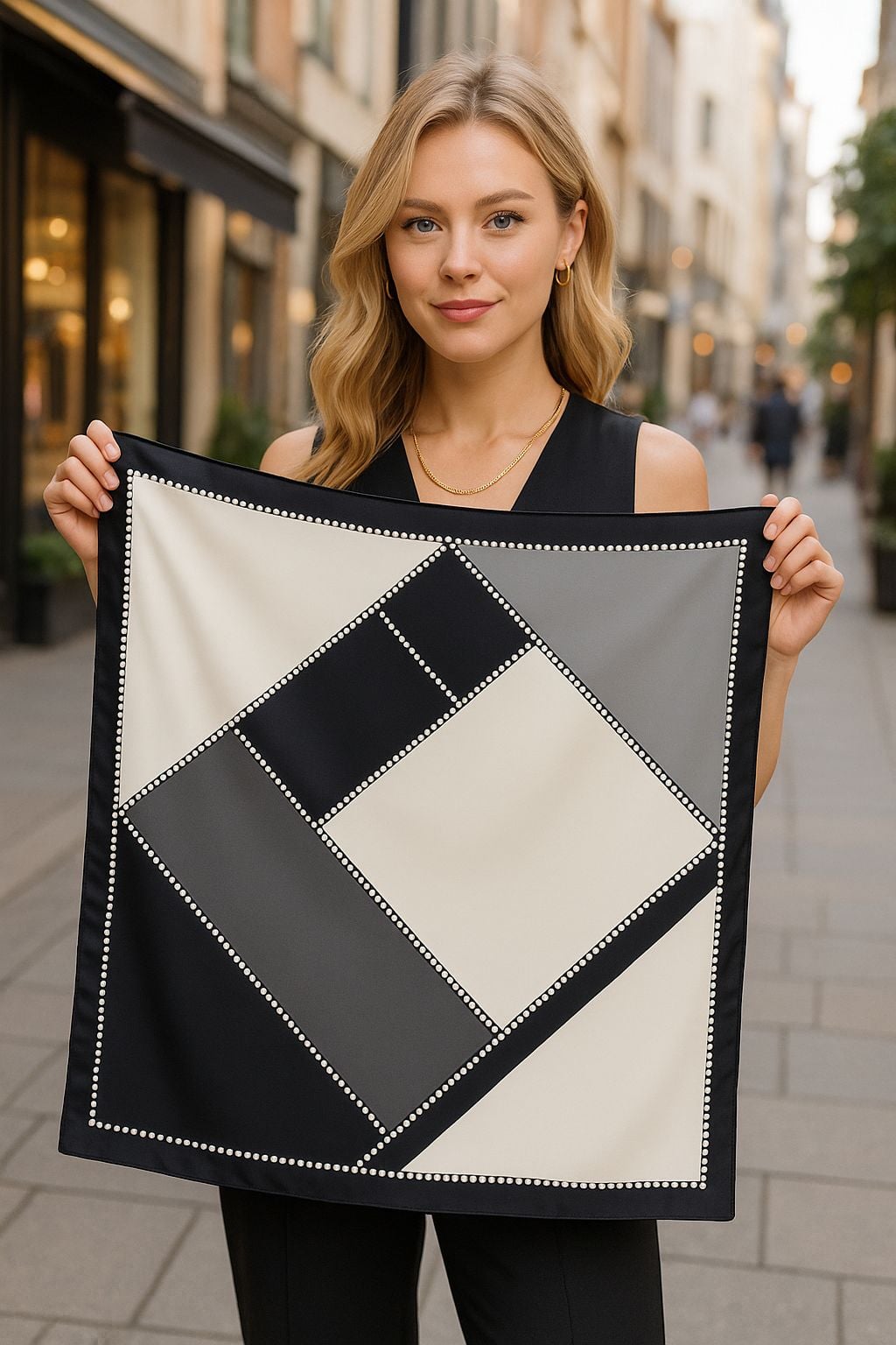 Geometric Pattern Double-Sided Bandana Scarf 70x70 cm - Nesvay - by Peralane