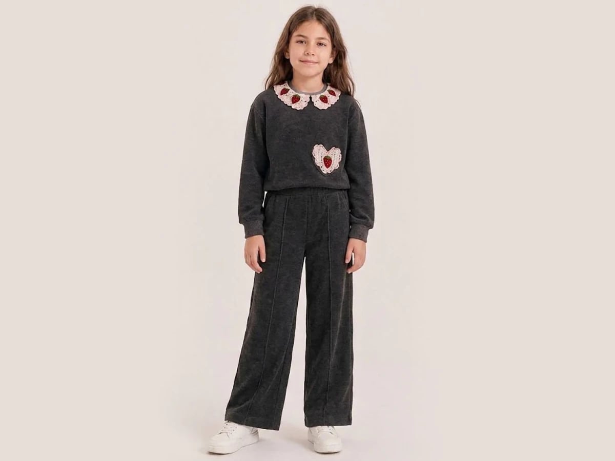 Girls' Strawberry Print Lace Trim Sweatshirt and Trousers Set - Bittos Kids - by Peralane