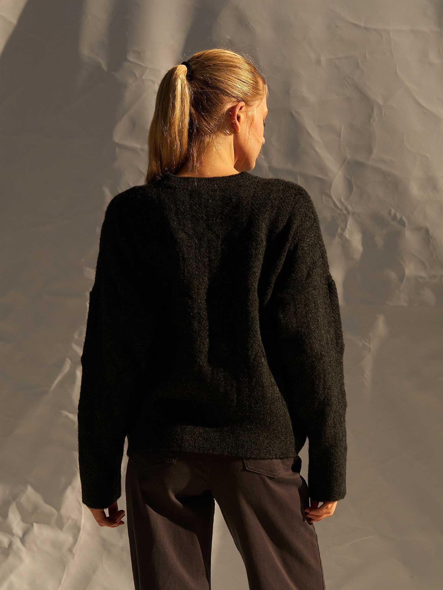 Crew Neck Oversized Openwork Knit Sweater - Lefon - by Peralane - photo 3