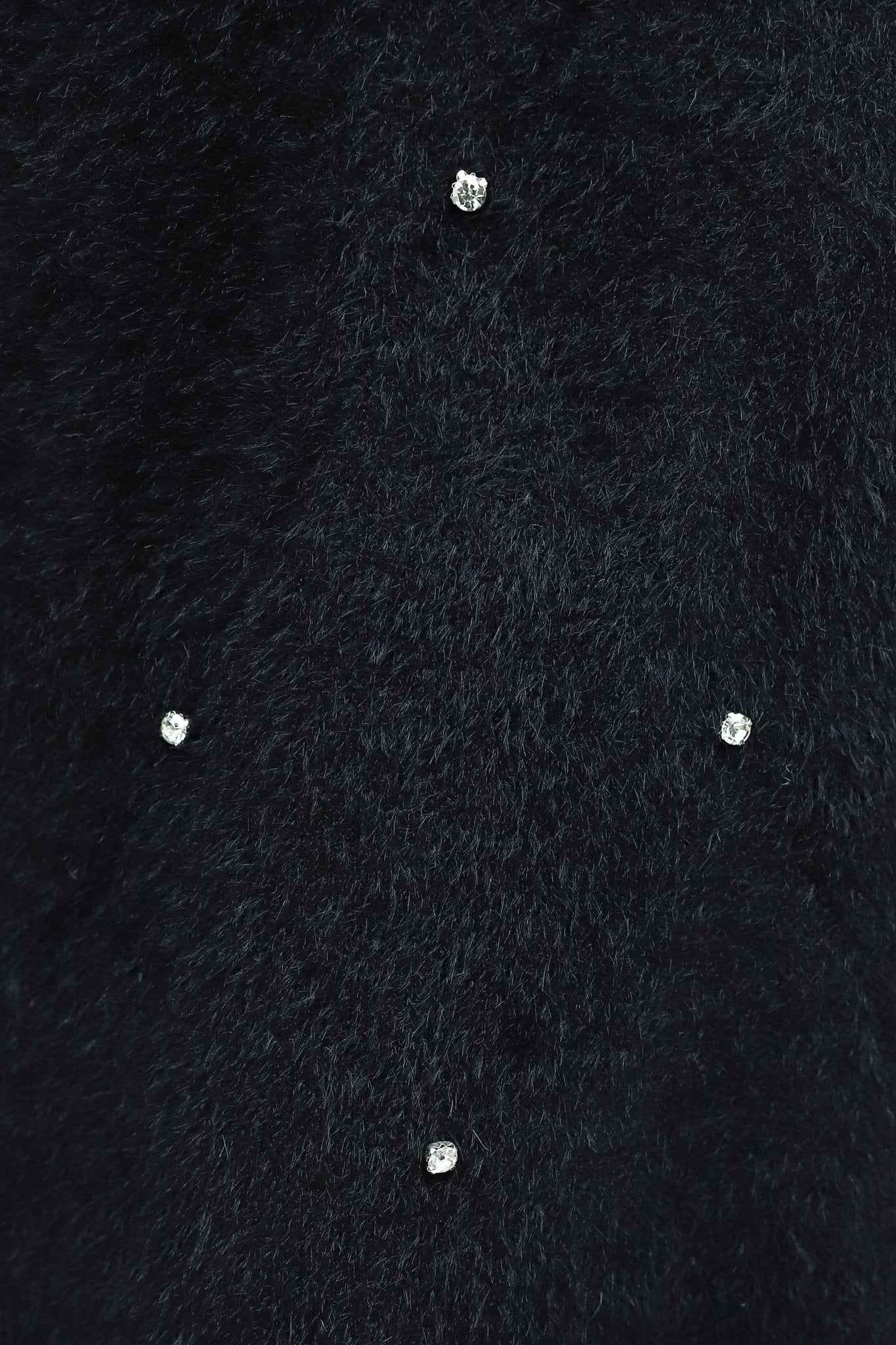 Black Rhinestone Detail Fuzzy Knit Tunic - Podyumplus - by Peralane - photo 3