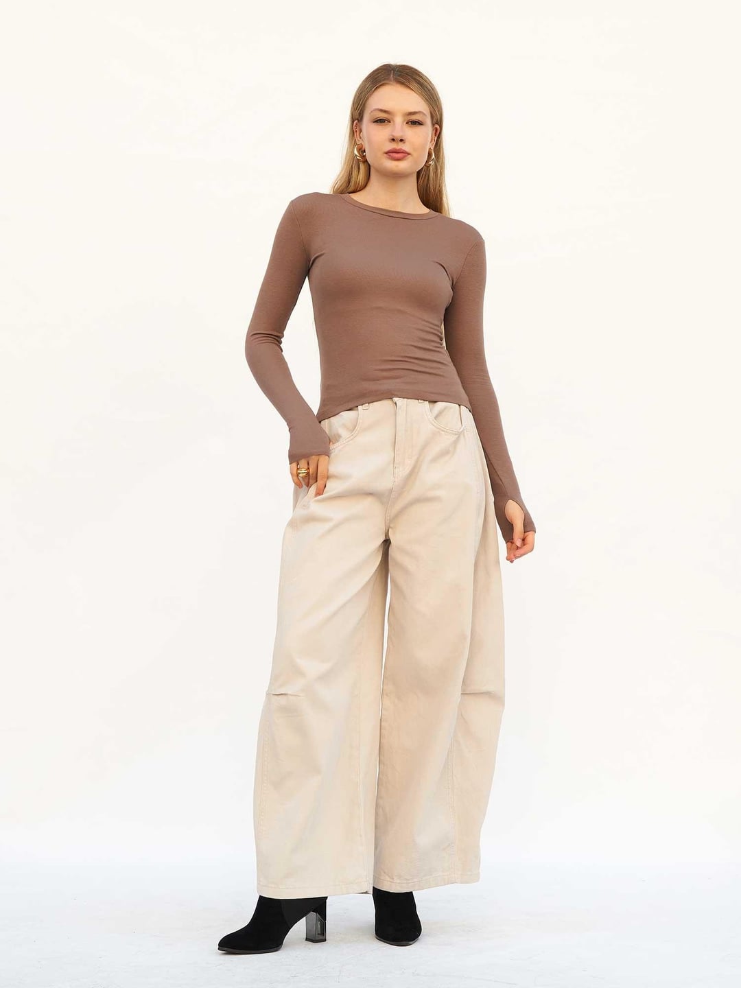 Curve Wide Gabardine Trousers 045 - Lefon - by Peralane