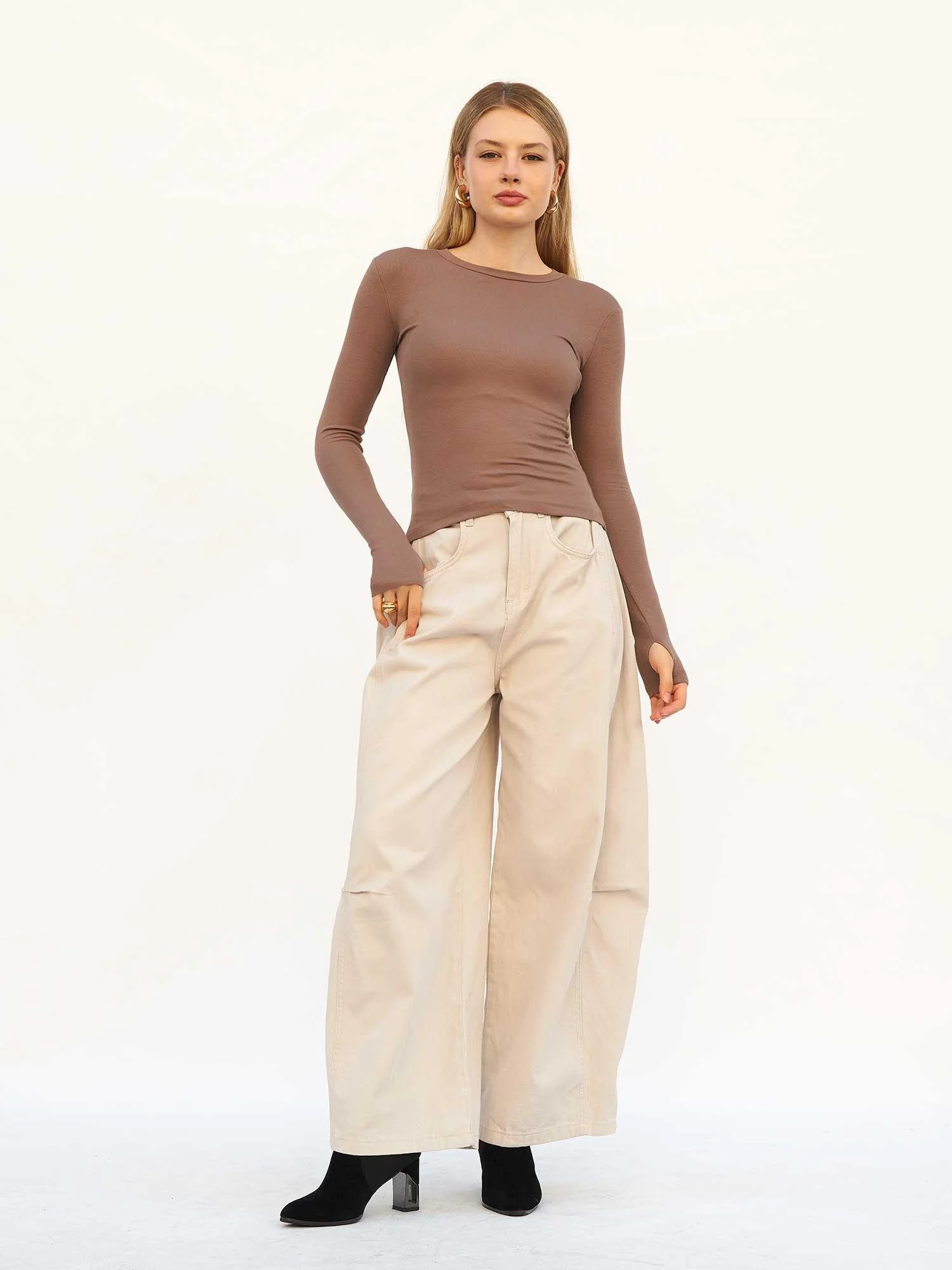 Curve Wide Gabardine Trousers 045 - Lefon - by Peralane