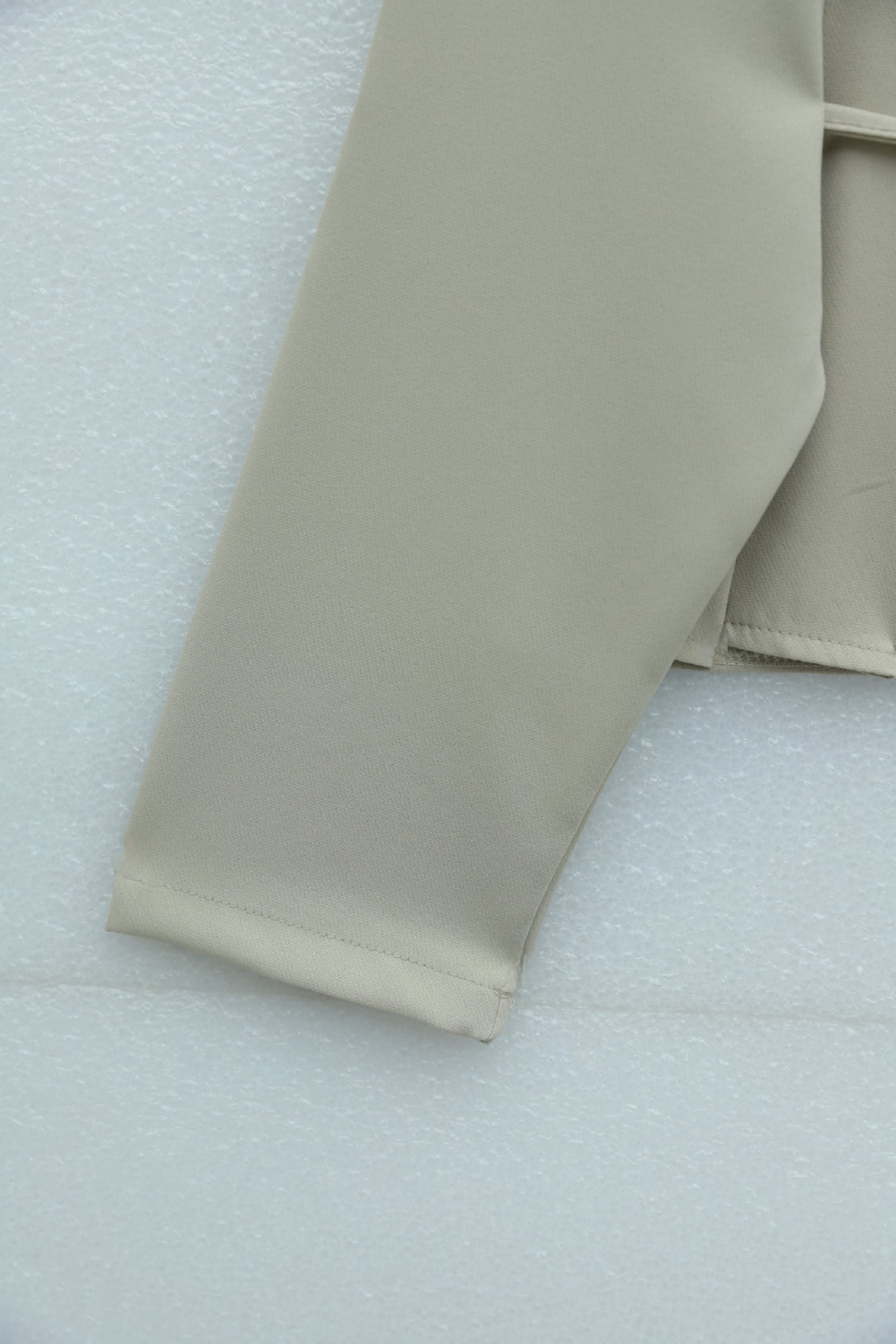 Beige Pleated Front Buttoned Tie-Belt Crepe Skirt Set - Podyumplus - by Peralane - photo 6