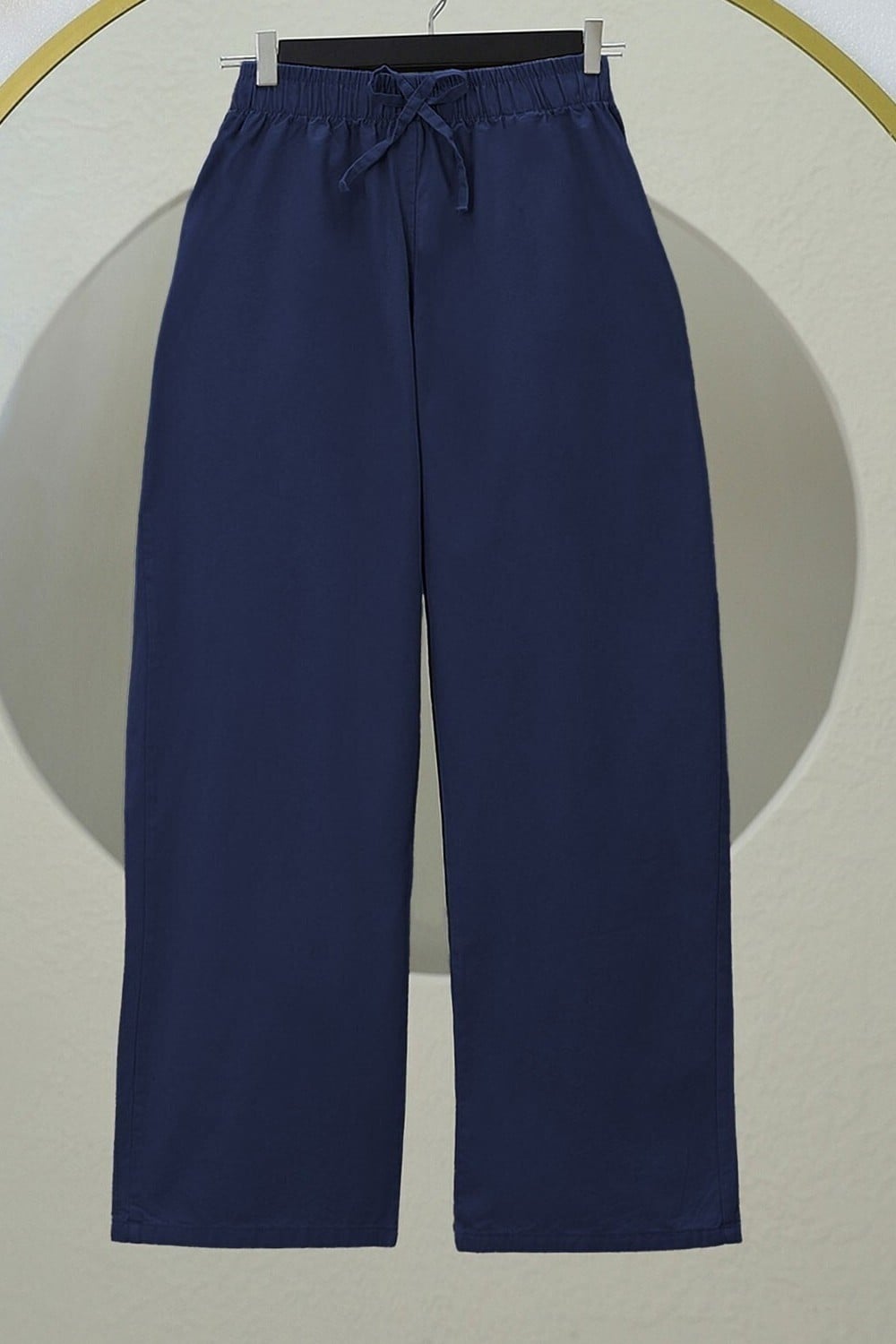 Drawstring Wide-Leg Linen Look Trousers - Dark Navy - Podyumplus - by Peralane - photo 6