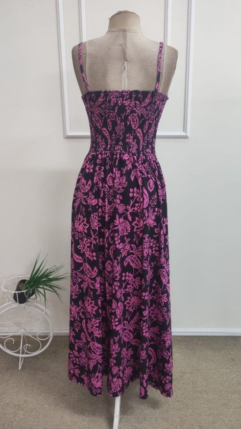 Women's Spaghetti Strap Smocked Bodice High-Low Dress with Floral Print - Janes - by Peralane - photo 5
