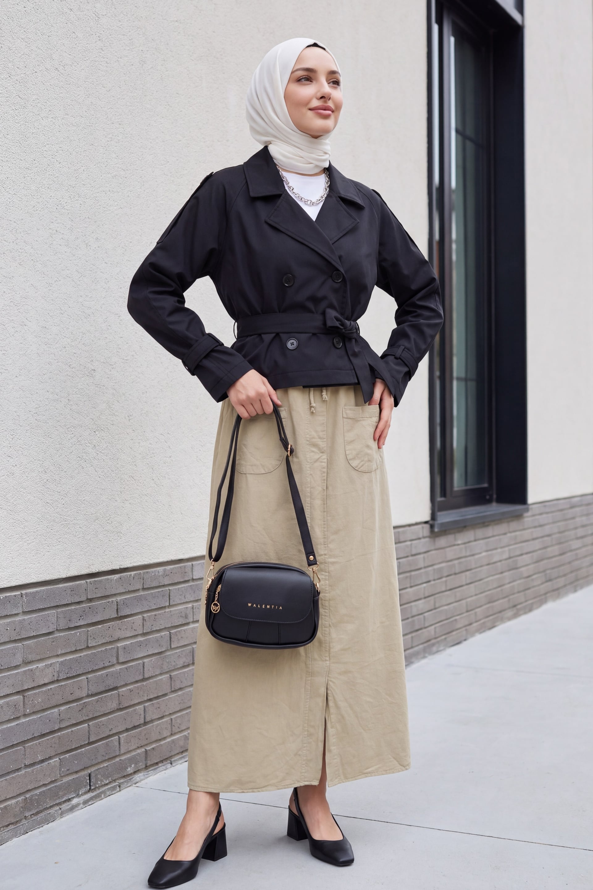 Women's Belted Short Trench Coat - Black - Bigdart - by Peralane - photo 5