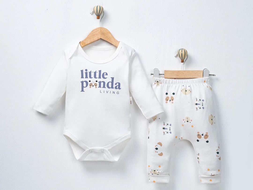 Boys' Baby Panda Print Bodysuit and Pants Set - White - Supermini - by Peralane