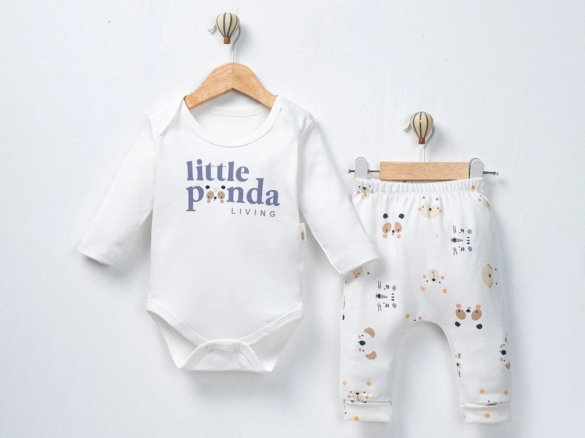 Boys' Baby Panda Print Bodysuit and Pants Set - White - Supermini - by Peralane