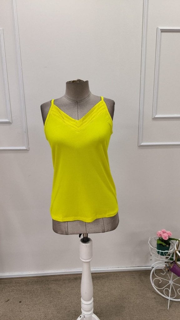Women's Neon Yellow V-Neck Viscose Tank Top with Thin Straps | Pack of 6 - Janes - by Peralane - photo 6