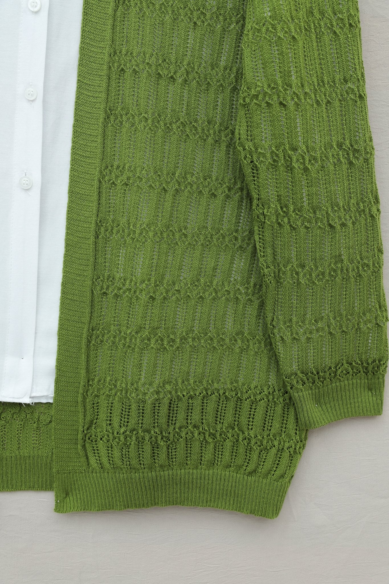 Openwork Patterned Spring Cardigan - Light Green - Podyumplus - by Peralane - photo 5