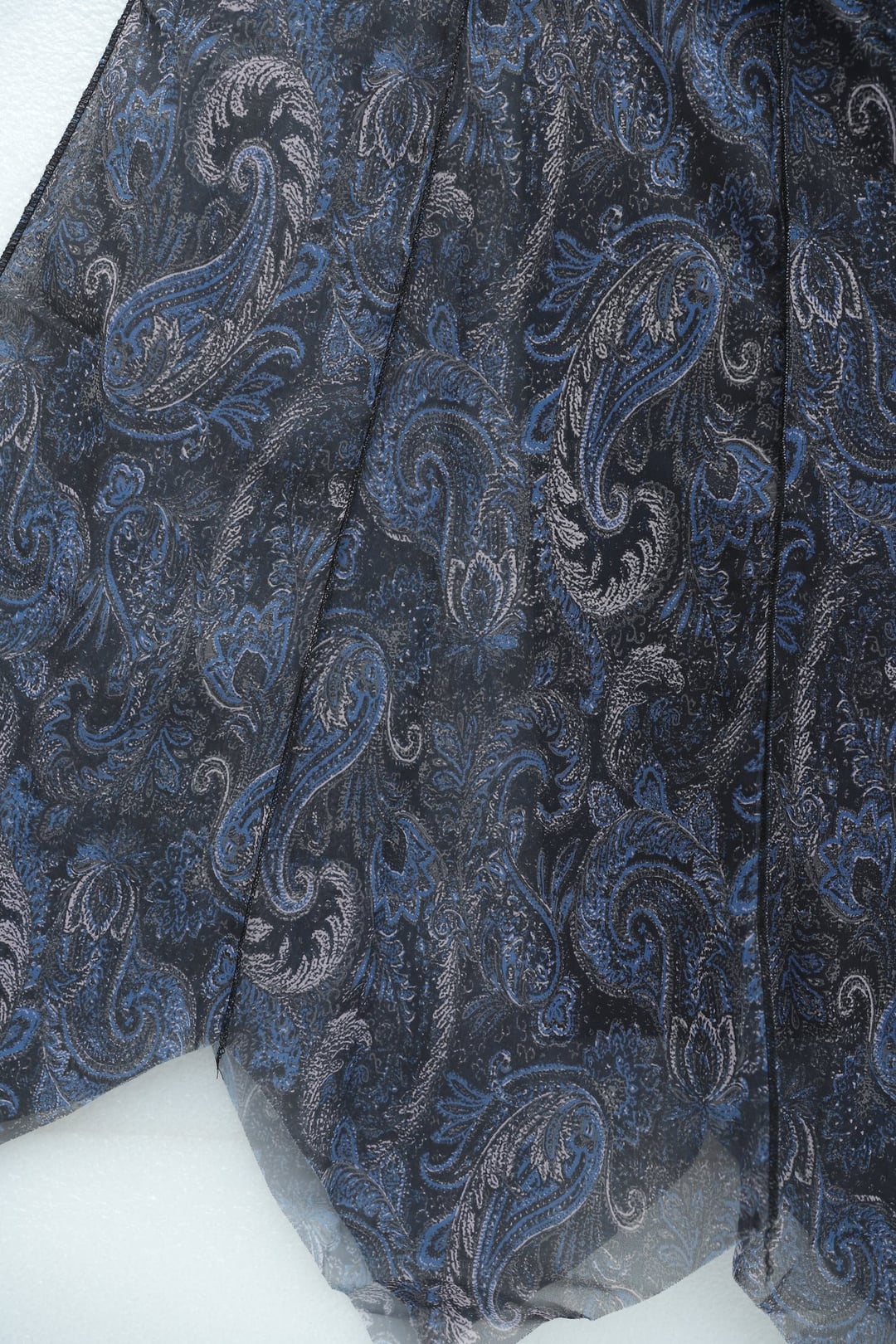 Elasticated Waist Patterned Lined Chiffon Midi Skirt - Dark Blue - Podyumplus - by Peralane - photo 8
