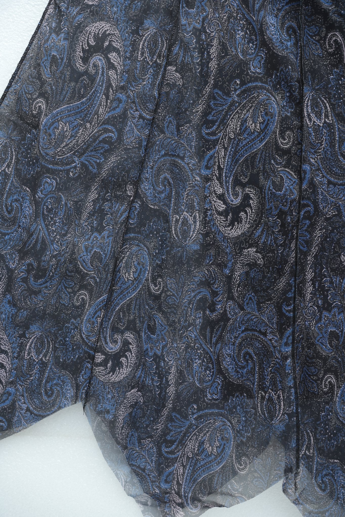 Elasticated Waist Patterned Lined Chiffon Midi Skirt - Dark Blue - Podyumplus - by Peralane - photo 8