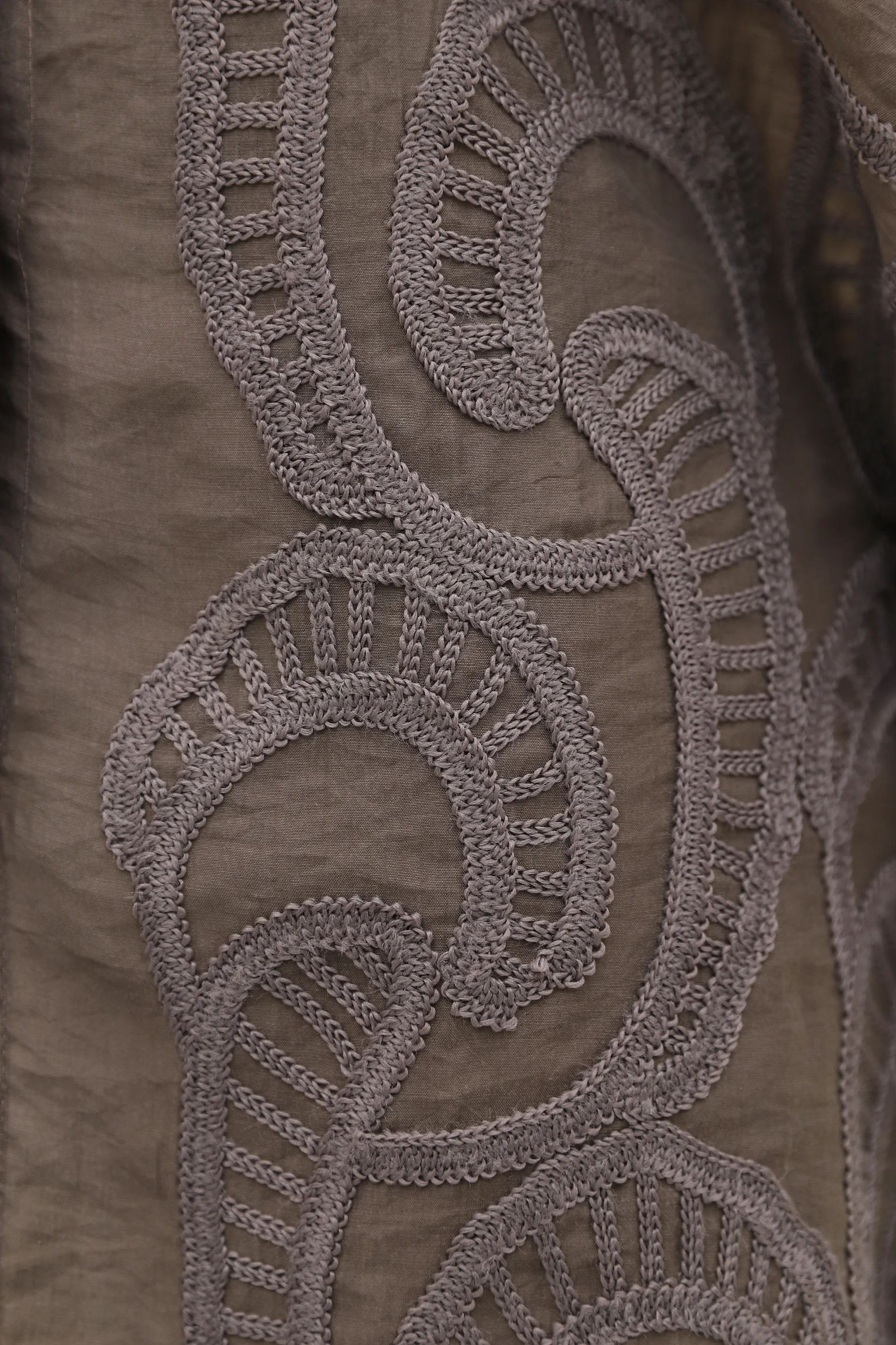 Asymmetric Embroidered Tulle Voile Tunic with Buttons - Brown - Podyumplus - by Peralane - photo 8