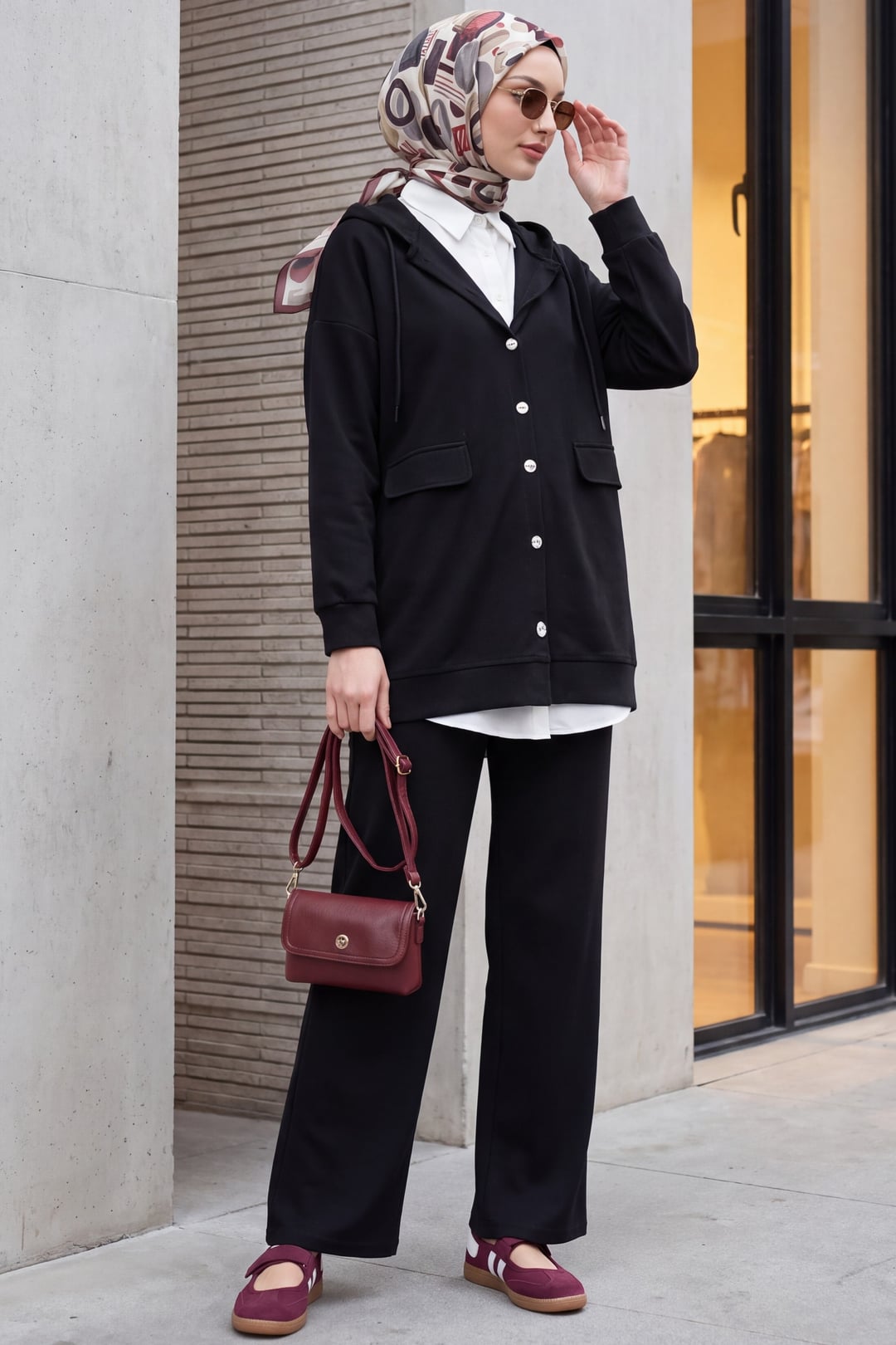 Hooded Jacket and Pants Set - Black - Podyumplus - by Peralane