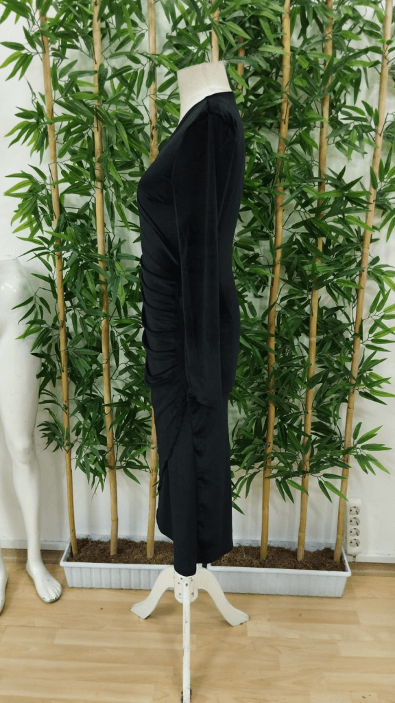 Women's Long Sleeve V-Neck Ruched Waist Midi Velvet Dress - Janes - by Peralane - photo 11