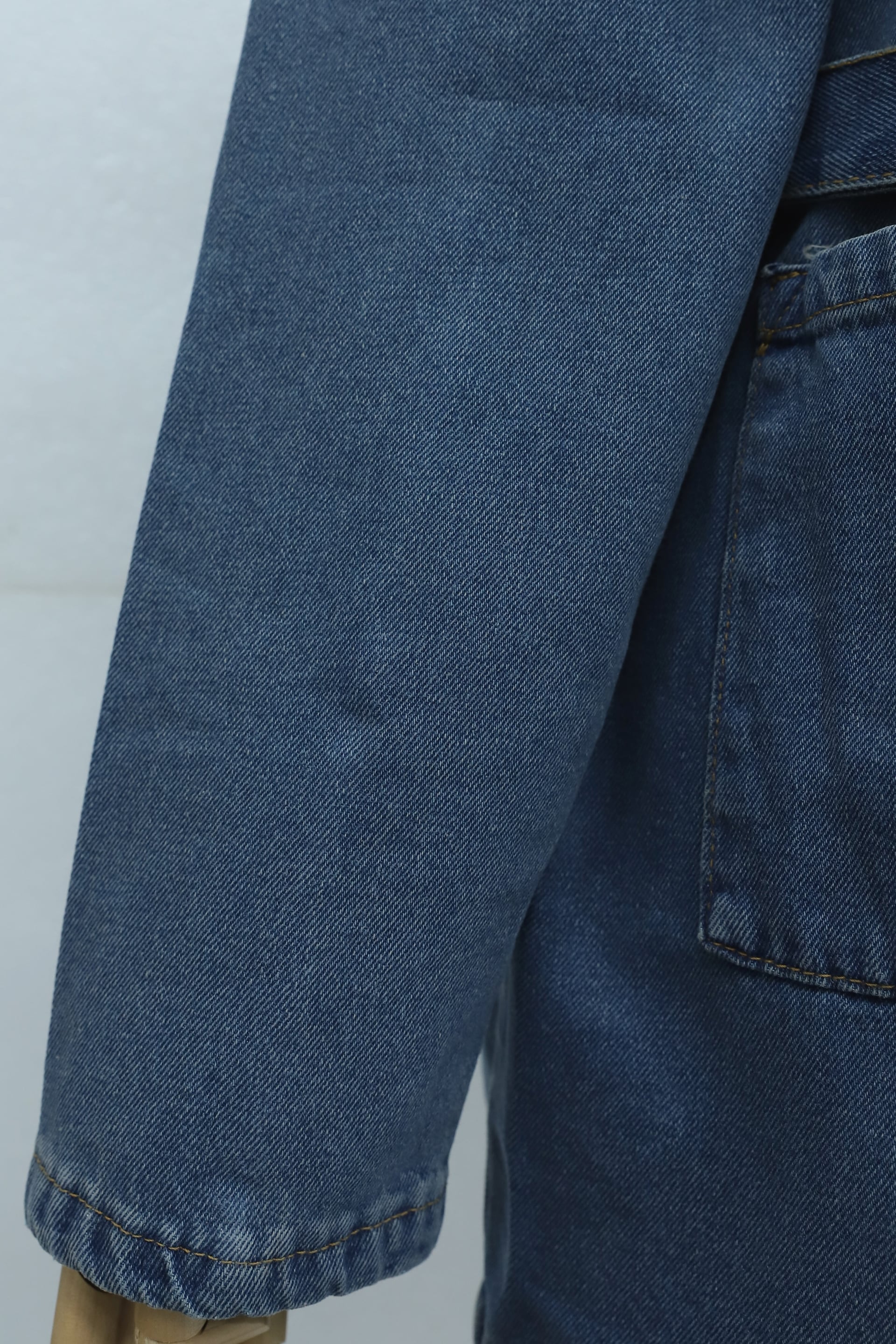 Belted Brooch Pocket Denim Jacket - Tint - Podyumplus - by Peralane - photo 6