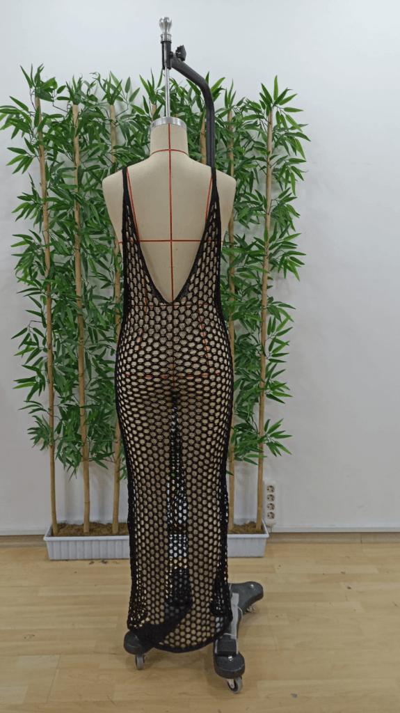 Women's Black Crochet Maxi Dress with Spaghetti Straps - Janes - by Peralane - photo 7