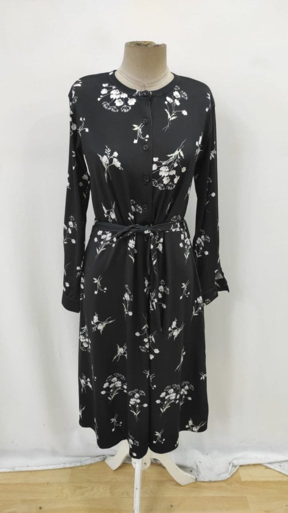Women's Long Sleeve Stand Collar Button Front Belted Floral Maxi Dress - Janes - by Peralane - photo 4