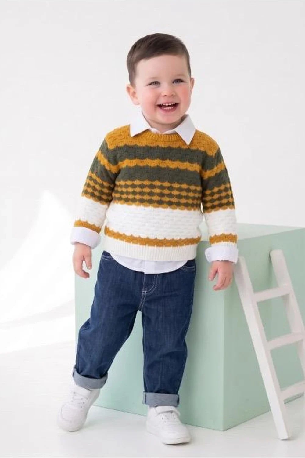 Boys' Knit Sweater and Denim Trousers Set - Brown - Has Bereket - by Peralane