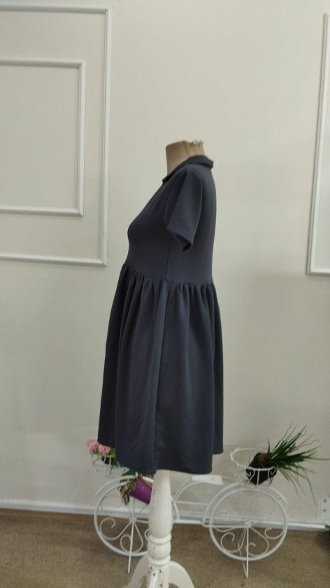 Women's Short-Sleeve V-Neck Gathered Waist Viscose Two-Thread Short Dress - Janes - by Peralane - photo 5