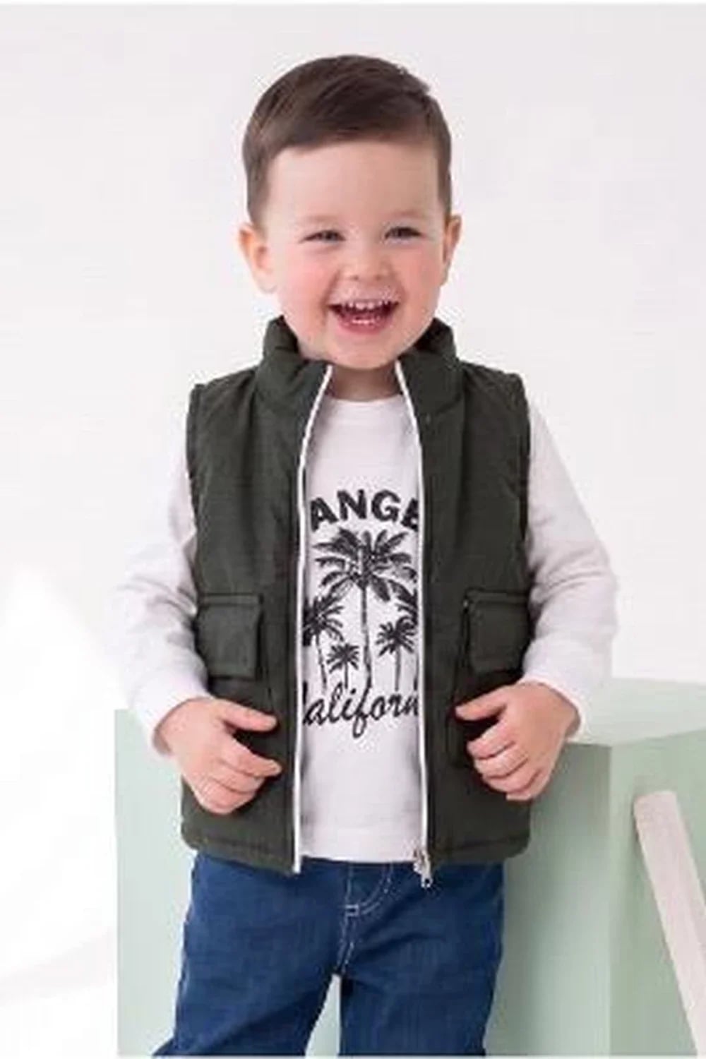 Boys' 4-Piece Set with Vest and T-Shirt - Khaki - Has Bereket - by Peralane
