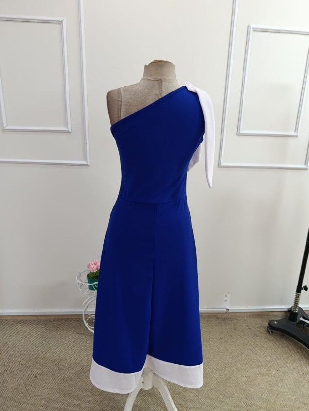 Women's One-Shoulder Ribbon Detail Two-Tone Crepe Dress - Janes - by Peralane - photo 6