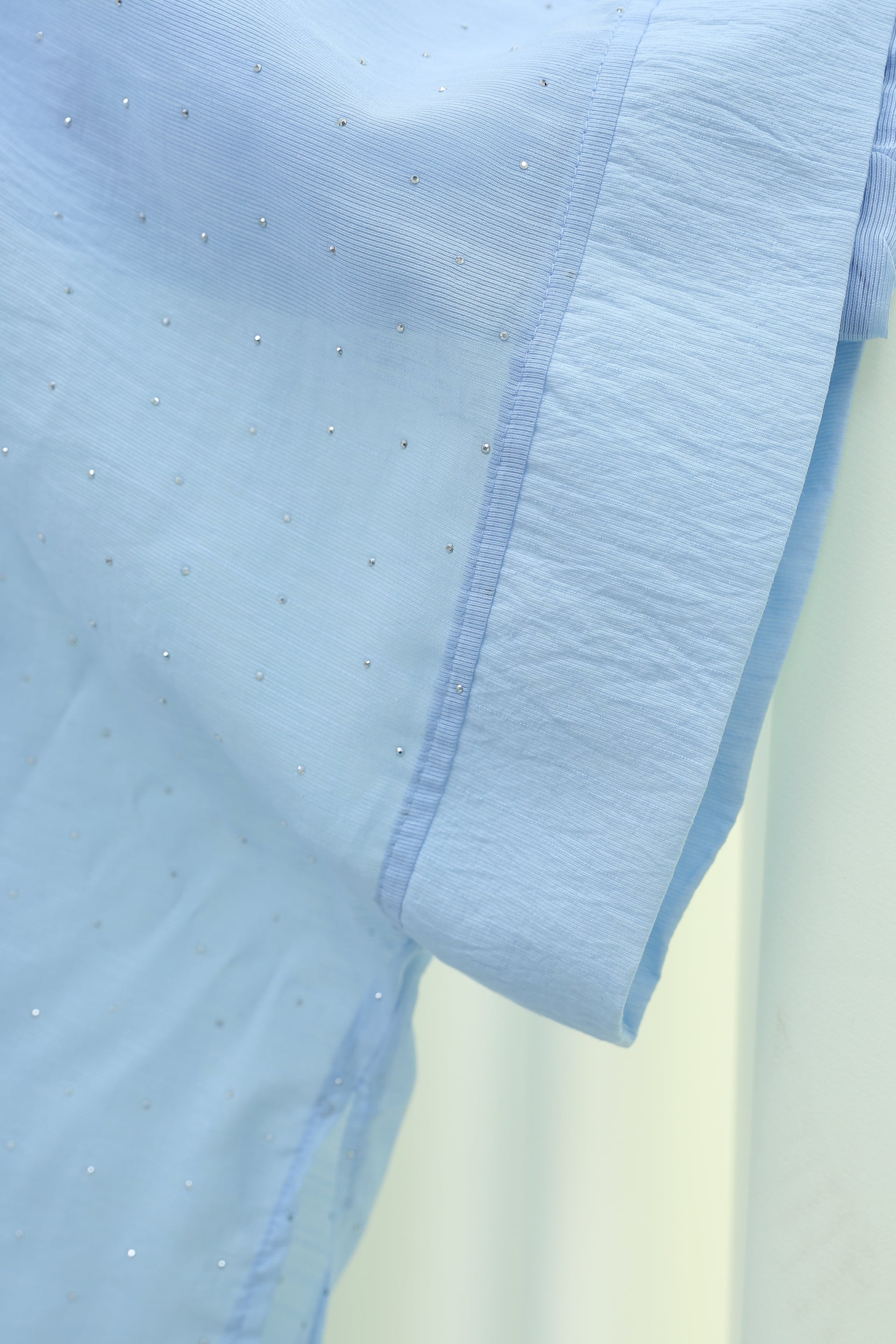 Belted Stone-Detailed Flam Tulle Abaya Set - Baby Blue - Podyumplus - by Peralane - photo 10