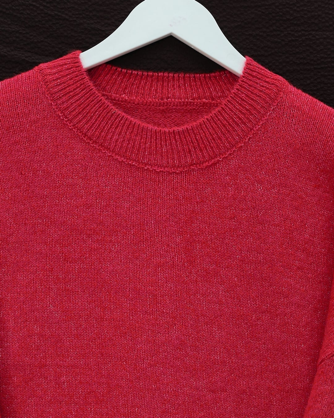 Round Neck Balloon Sleeve Oversized Knit Sweater - Pomegranate - Podyumplus - by Peralane - photo 3