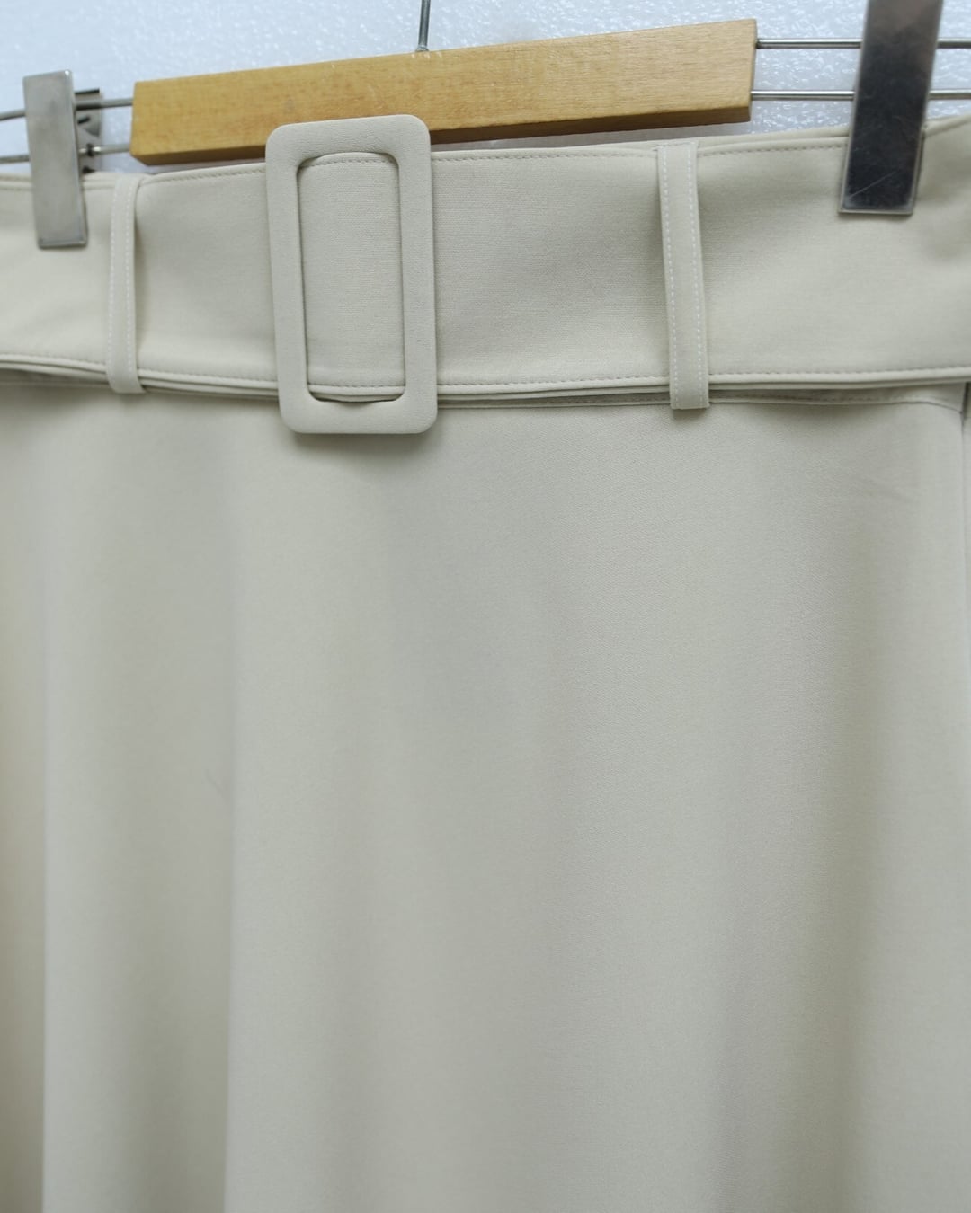 Beige Thick Belted Flared Crepe Skirt - Podyumplus - by Peralane - photo 3