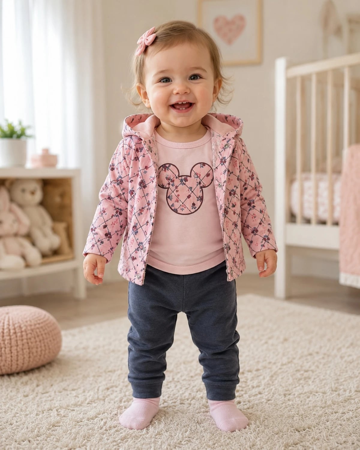 Baby Girls Floral Hooded Jacket Set – 3 Piece (T-shirt, Jacket, Trousers) - Has Bereket - by Peralane