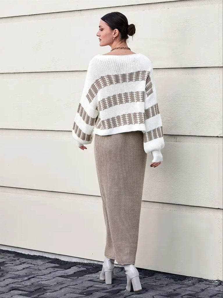 Women's Long-Sleeve Boat Neck Knit Sweater and Maxi Skirt Co-ord Set - Janes - by Peralane - photo 4