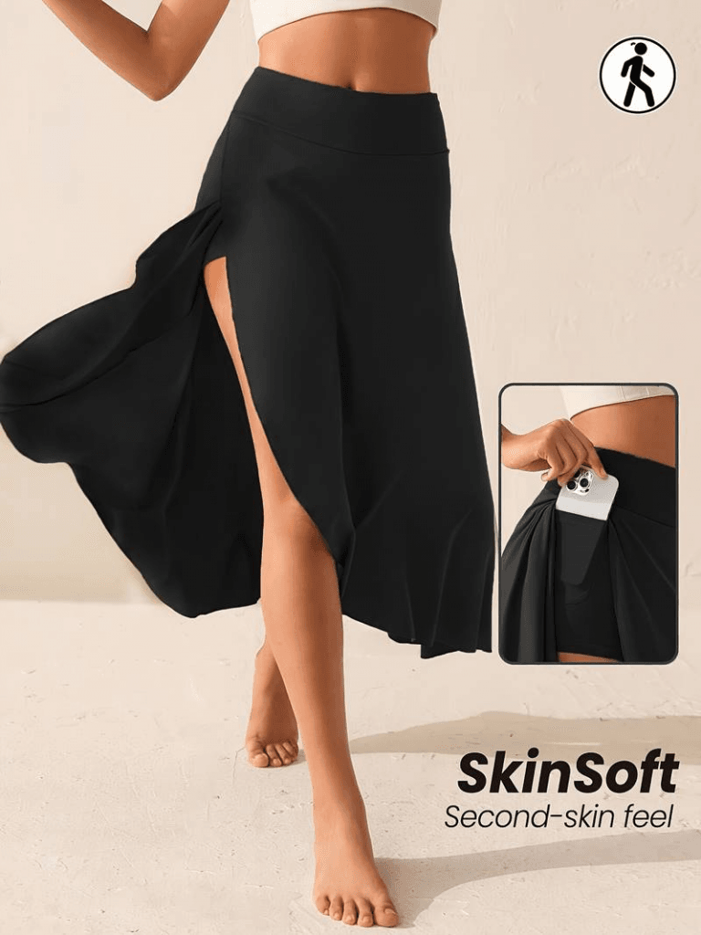 Women's Black Wrap Skirt with Pocket Detail and Built-in Shorts - Janes - by Peralane - photo 4