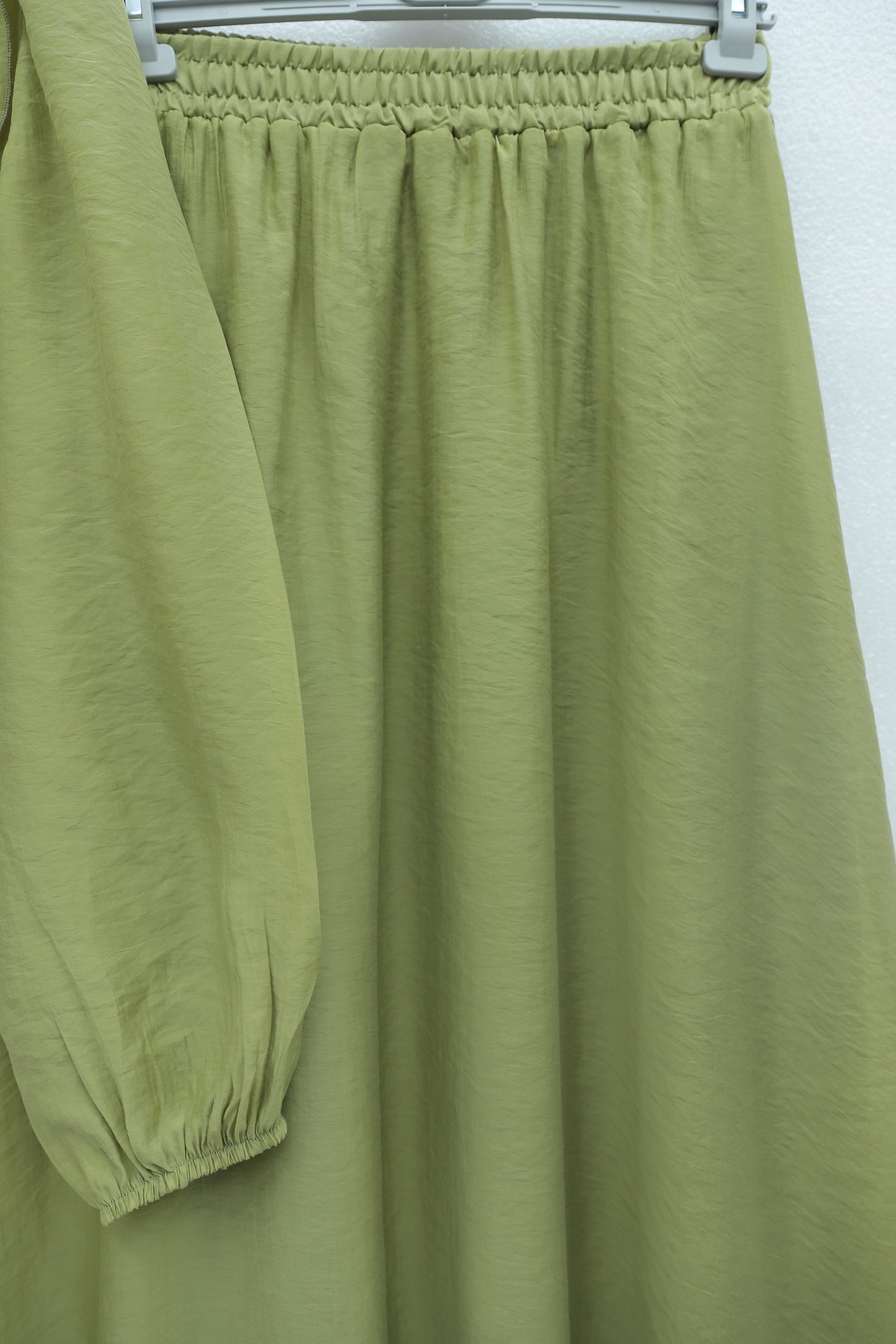 Ruffled Front Long Sleeve Blouse and A-Line Skirt Set in Olive Green - Podyumplus - by Peralane - photo 4