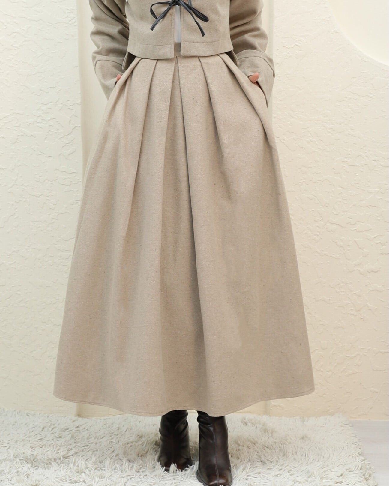 Pleated Zip Midi Skirt - Mink - Podyumplus - by Peralane - photo 4