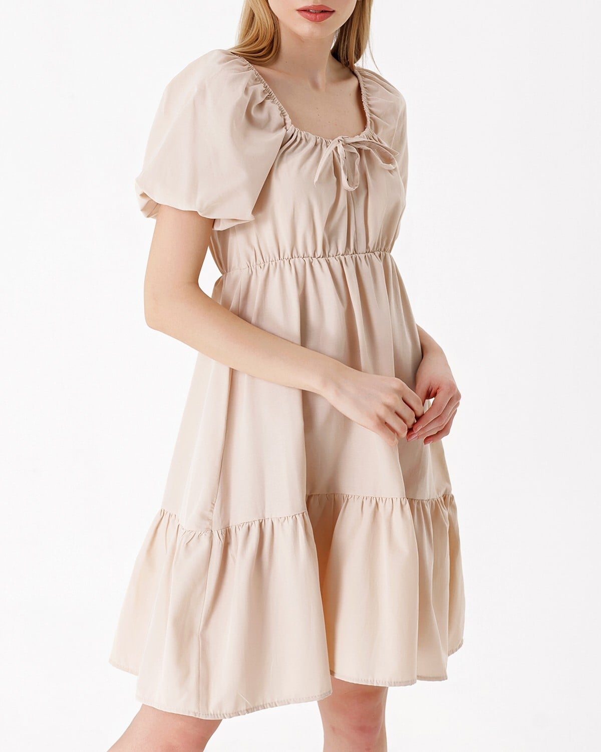 2351 Poplin A-Line Dress - Beige - Bigdart - by Peralane - photo 2
