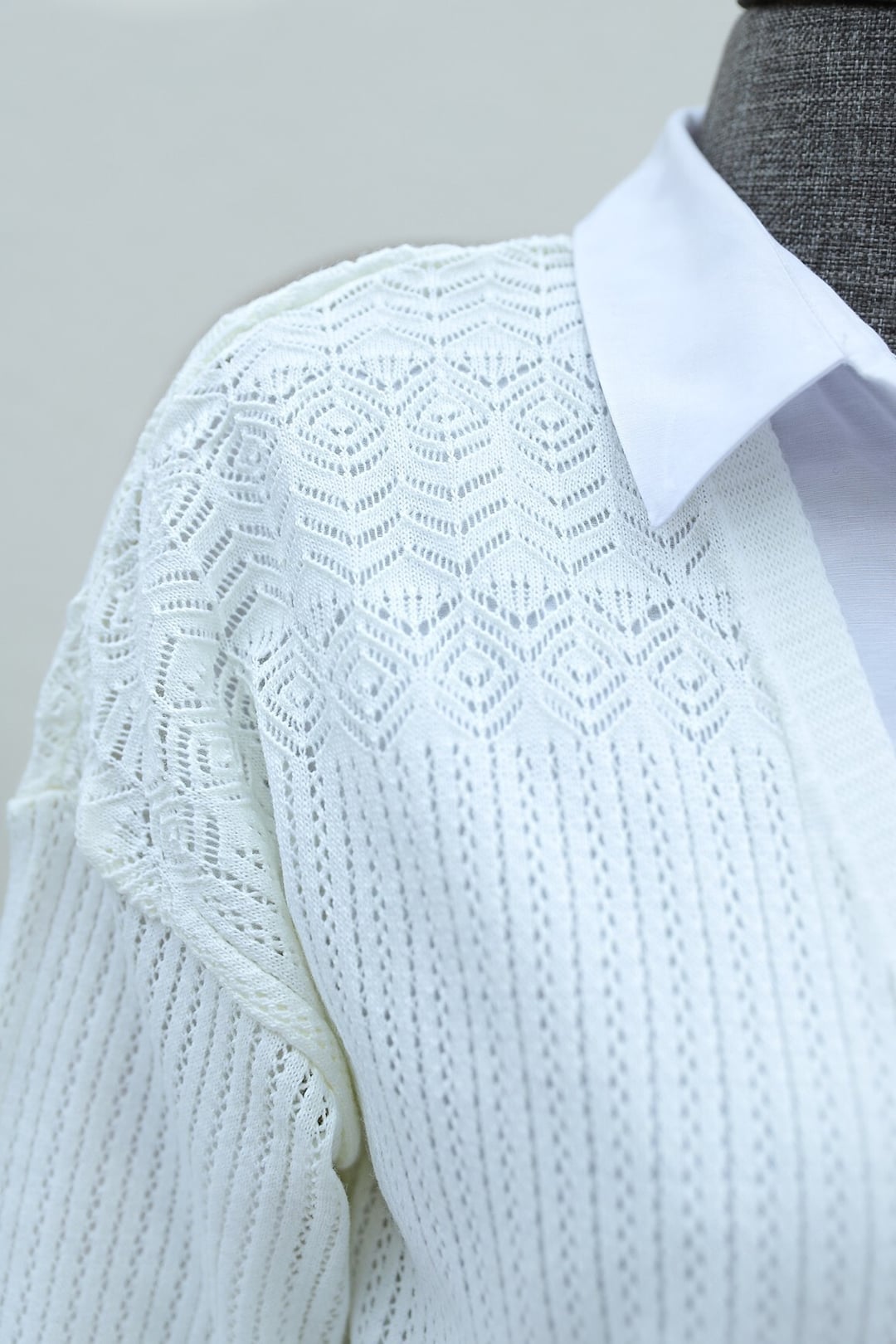 Patterned Hem Openwork Cardigan - Ecru - Podyumplus - by Peralane - photo 5
