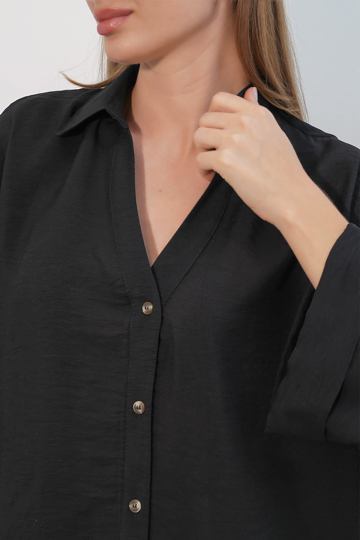 Women's Black Oversize Wide-Sleeve Blouse - Bigdart - by Peralane - photo 4