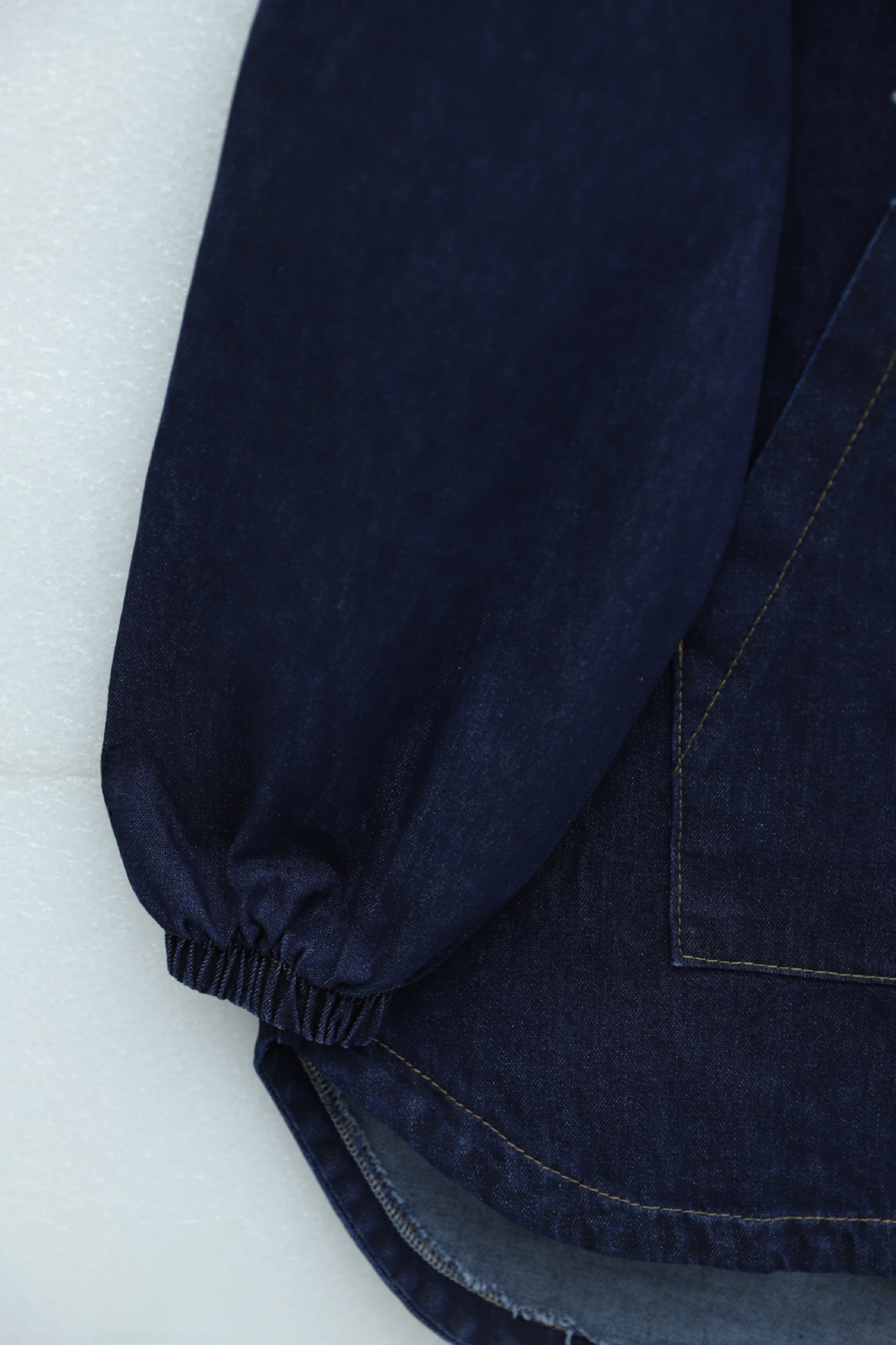 Hooded Half-Button Kangaroo Pocket Denim Set - Dark Navy - Podyumplus - by Peralane - photo 8