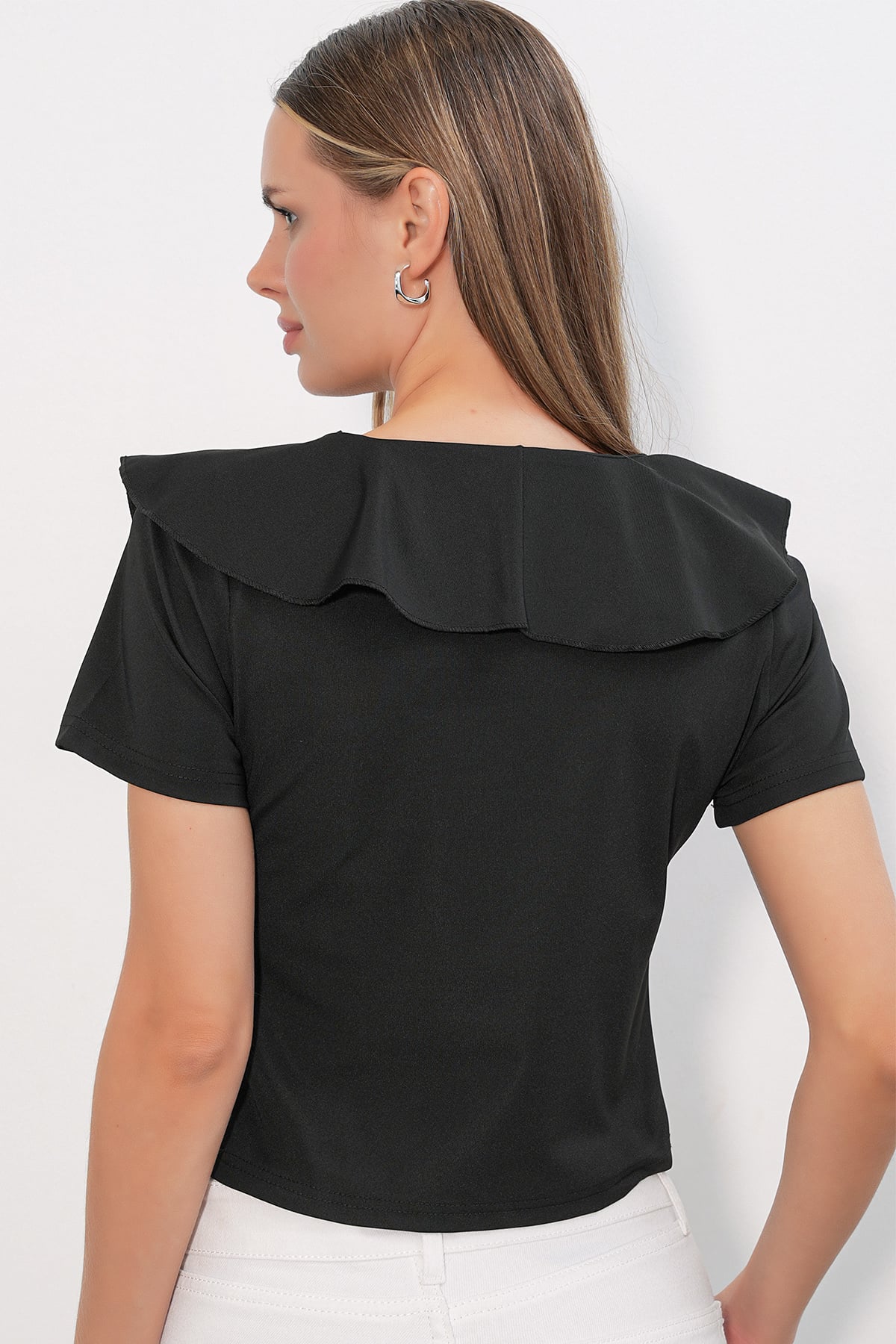 Women's Short Sleeve Crop Blouse 40001 - Black - Bigdart - by Peralane - photo 4
