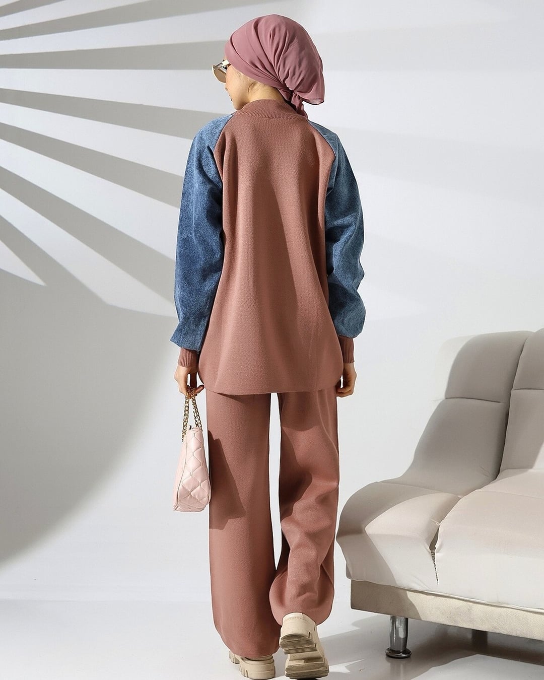 Zip Pocket Knit Lounge Set - Dusty Rose - Podyumplus - by Peralane - photo 4