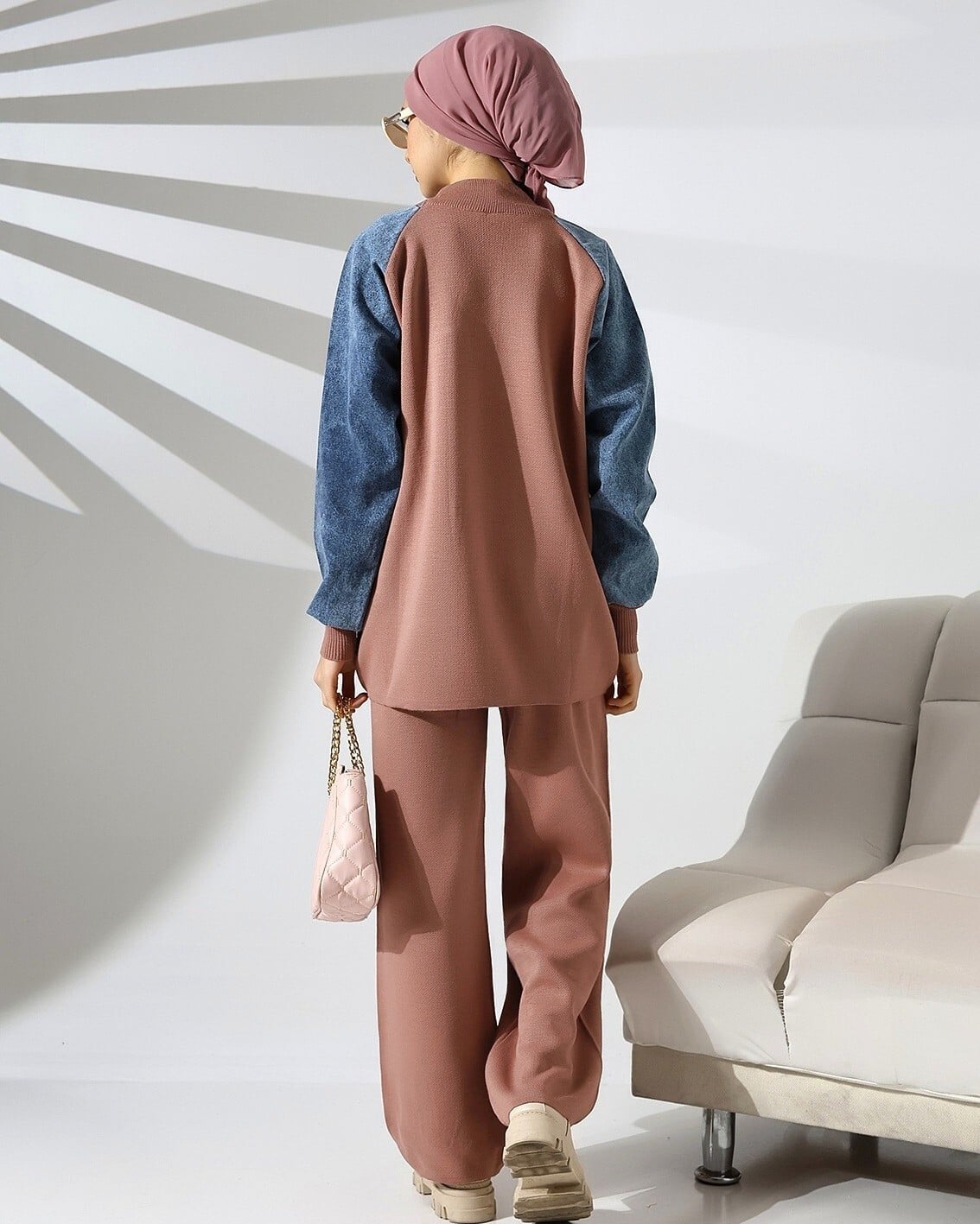Zip Pocket Knit Lounge Set - Dusty Rose - Podyumplus - by Peralane - photo 4