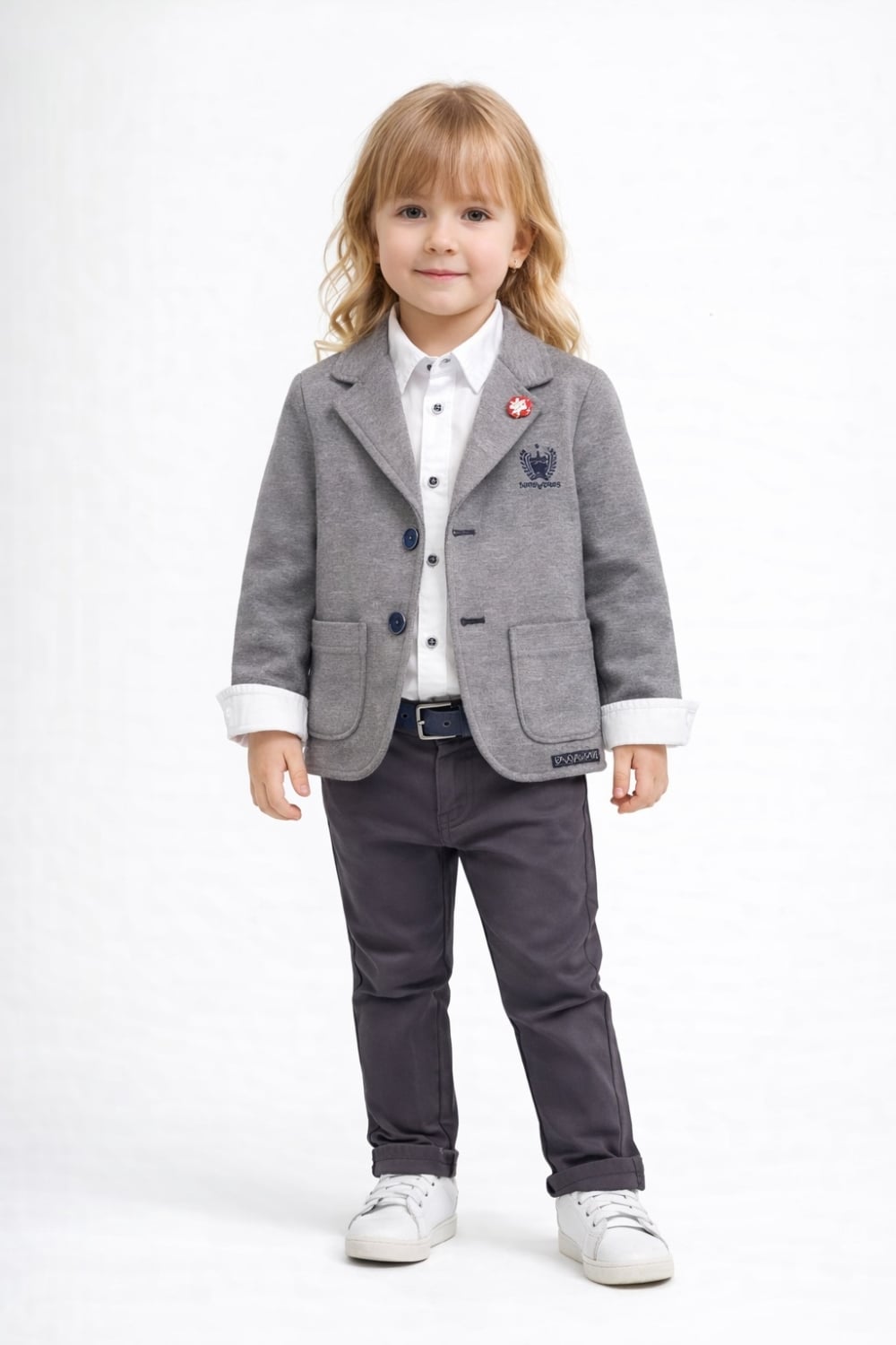 Boy's Suit 1030 - Grey Marl Blazer and Trousers Set - Has Bereket - by Peralane