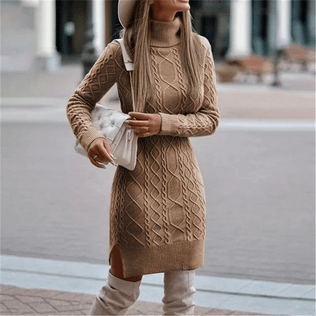 Loren Wool Motif Midi Knit Dress - Janes - by Peralane