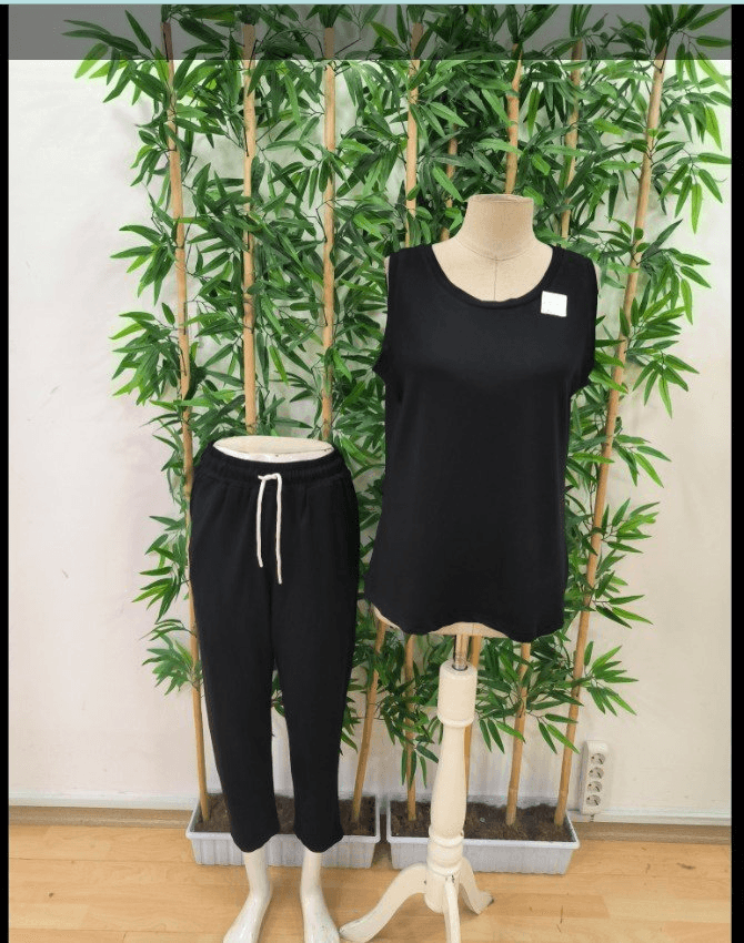 Women's Sleeveless Round Neck Viscose Two-Piece Lounge Set with Drawstring Trousers - Janes - by Peralane - photo 5